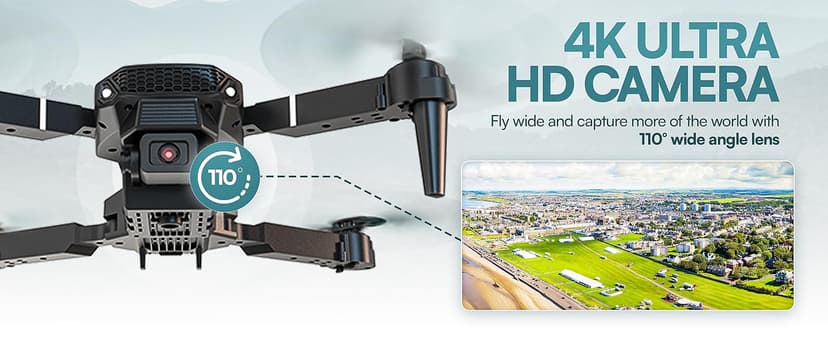 Falcon X 4K Drone - 4K UHD Camera Drone, Built-in Screen Remote Controller, WiFi FPV Foldable Quadcopter for Beginners & Adults, Includes 3 Batteries, SD Card & Reader