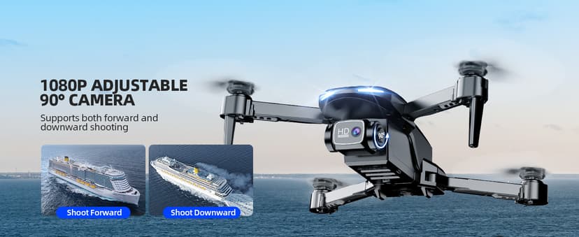 Drone with Camera 1080P HD FPV Foldable Mini Drone for Beginners Kids Adults, Drone with One Key Take Off/Landing, Gesture Selfie, Altitude Hold, 3D Flip, Easy to Fly, 2 Batteries, Toys for Boys Girls