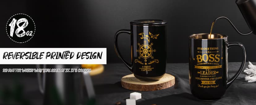 Boss Gifts - Best Bosses Day Gifts for Men Women - Funny Office Christmas Appreciation Gift for Boss Lady, Manager, Leader Female Male Birthday, Large 18 Oz Metal Glaze Ceramic Mug with Nice Gift Box