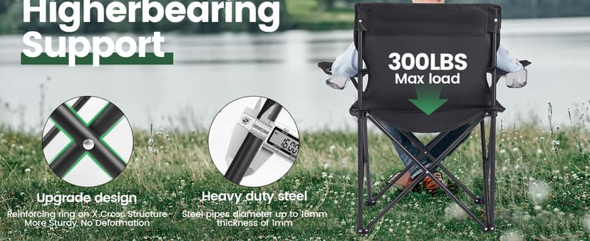 2 Pack Camping Chairs -Lightweight and Supportive Chairs for Adult and Lightweight Individuals - Compact, Durable, and Portable - Ideal for Camping, Hiking, Beach, and Picnics -Carry Bag