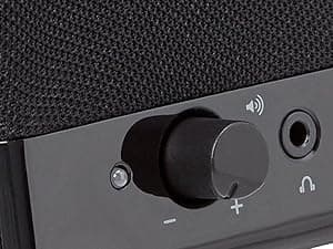 Amazon Basics USB-Powered Computer Speakers with Volume Control for Desktop or Laptop PC, Compact Size, Headphone Jack, Portable, Plug-N-Play, Black