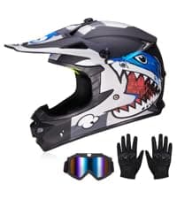 Youth Kids Dirt Bike Helmets Motocross Offroad ATV BMX MX Dirtbike Motorcycle Helmet J-01 with Goggles and Gloves DOT Approved
