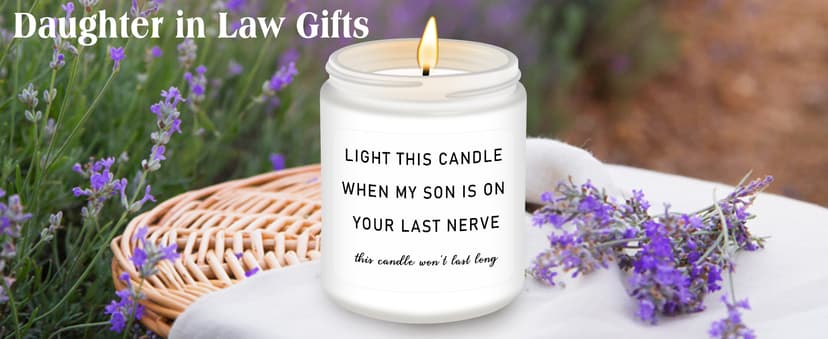Homsolver Daughter in Law Gifts, Birthday Christmas Anniversary Wedding Gifts for Daughter from Mother Father in Law, Funny Sons Girlfriend, Future Daughter-in-Law Lavender Candle Gift from Mom Dad