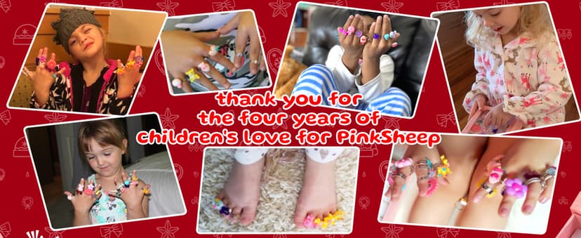 PinkSheep Little Girl Jewel Rings in Box, Adjustable, No Duplication, Girl Pretend Play and Dress Up Rings (24 Lovely Ring)