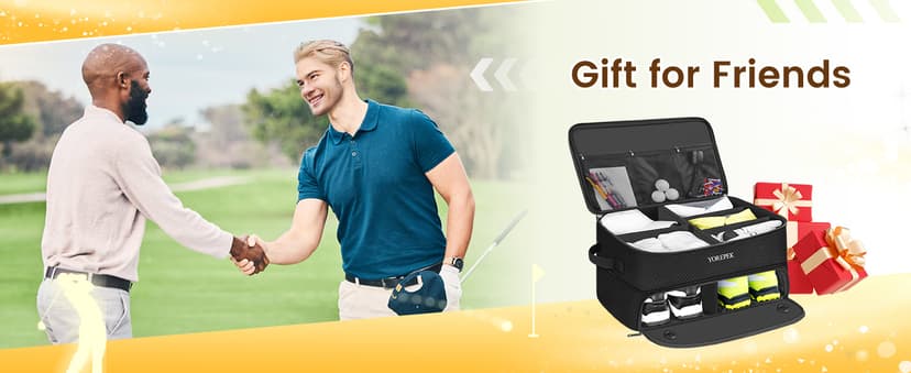 YOREPEK 2 Layer Golf Trunk Organizer, Golf Gifts for Men with Separate Ventilated Compartment for 2 Pair Shoes, Waterproof Car Trunk Locker for Balls, Tees, Clothes, Gloves, Accessories, Golfer Gifts
