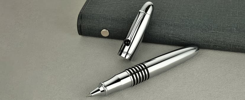 BEILUNER 320 Silver Chrome Rollerball - Stunning Luxury Pen with Chrome Finish, EDC, Heavy, Schmidt Black Ink Refill, Best Gift Set for Men & Women, Professional, Executive Office, Nice Classic Pens