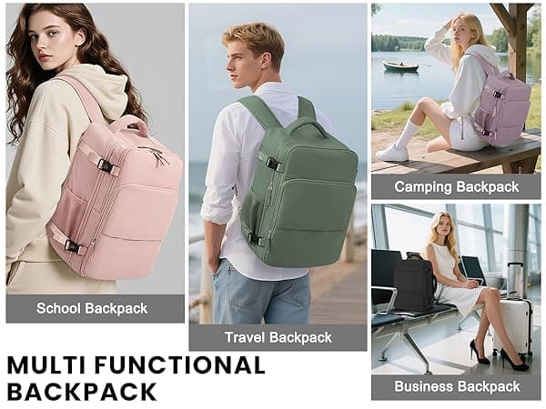 Sinaliy Travel Backpack for Men Women, Personal Item Travel Bag with Multi-Pockets, Airline Approved Carry on Backpack Fits 16inch Laptop, Waterproof Casual Backpack for College,Travel, Work