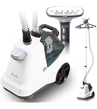 SALAV Heavy Duty Commercial Full-Size Garment Steamer with Foot Pedals and Extra Large 3L (101.5 oz) Water Tank, 1800 watts of Poweful Steam (Navy)