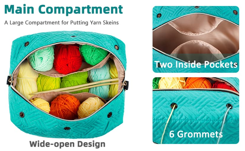 Crochet Bag Organizer - Knitting Bag - Yarn Storage Organizer - Yarn Bag for Crocheting - Yarn Holder for Crochet Accessories, Knitting Needles, Crochet Hooks, Crocheting & Knitting Gifts,