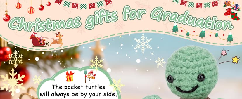 Mini Funny Turtle Graduation Gifts for Her Him College High Middle Elementary School Preschool Kindergarten Christmas Graduation Gifts, 2025 Graduates Handmade Emotional Positive Crochet Turtle