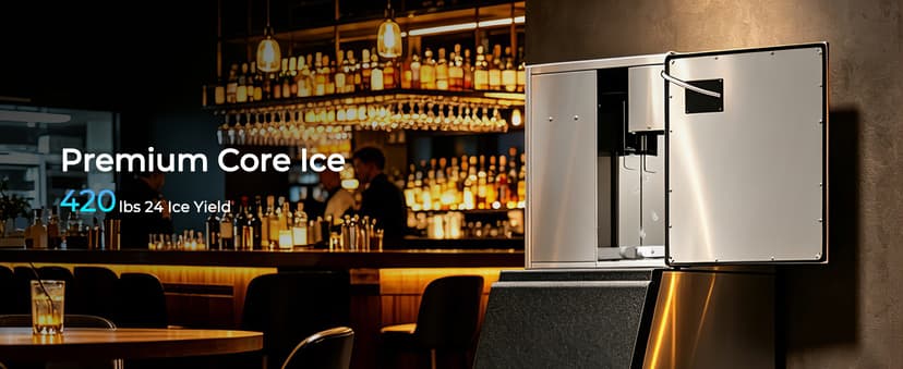 22" Commercial Nugget Ice Maker Machine 420LBS/24H with 350LBS Storage Bin, Nugget Ice Style, Air Cooled Powerfull Compressor, Industrial Nugget Ice Machine for Business