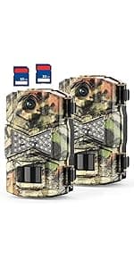 Trail Camera 3 Pack 36MP 1920P HD Game Camera with SD Cards, 0.2s Trigger Time Infrared Night Vision Motion Activated, IP66 Waterproof 2.0''LCD Wildlife Camera for Monitoring