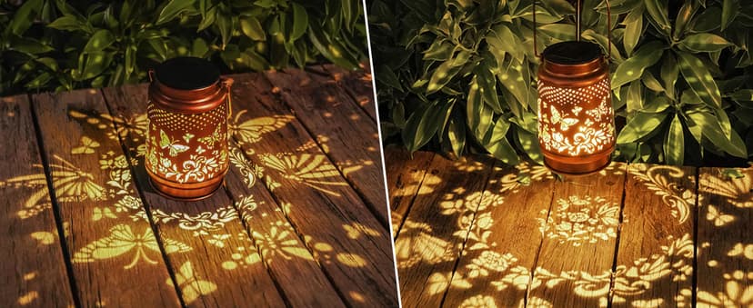Solar Lanterns Outdoor Waterproof Butterfly Garden Decor Birthday Gifts for Women Mom Grandma, Hanging Solar Lights Metal Lantern Decoration Outside for Yard, Patio, Backyard, Porch