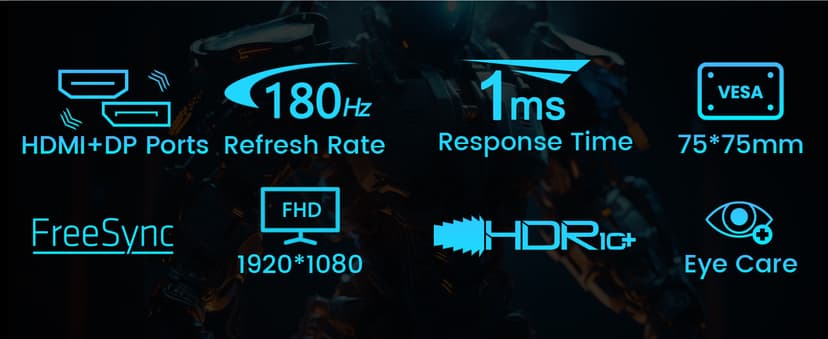 SANSUI 24 Inch Gaming Monitor 180Hz, DP 1.4 & HDMI 2.0 Ports High Refresh Rate Computer Monitor, Racing FPS RTS Modes, 1ms Response Time 110% sRGB (ES-G24F4, HDMI Cable Included)