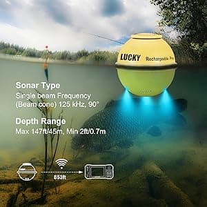 LUCKY Kayak Portable Fish Finder Transducer Wireless Sonar Fish Finders Boat Rechargeable Handheld Fish Depth Finder Fishing MT-202