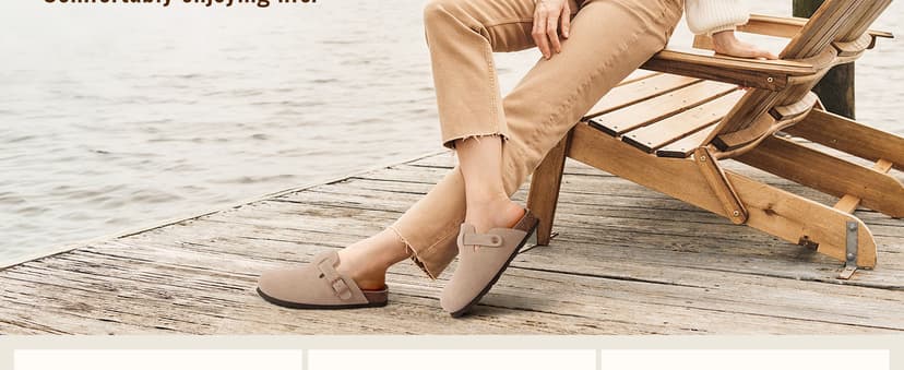 ODOLY Genuine Suede Clogs for Women Men Soft Cork Footbed Leather Mules Comfort Potato Shoes with Arch Support