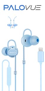 PALOVUE iPhone Headphones Earbuds Earphones wtih Lightning Connector Apple MFi Certified Compatible 14 13 12 11 Pro Max X XS XR 8 7 Plus with Microphone Controller SweetFlow Black