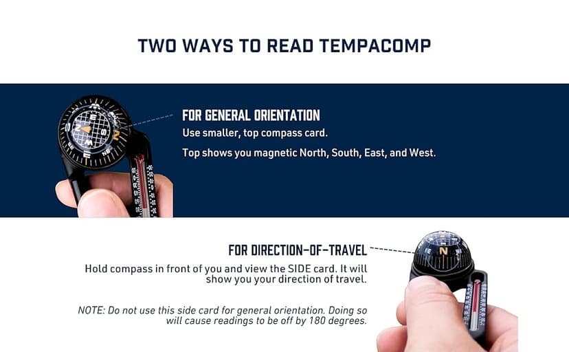 Sun Company TempaComp - Ball Compass and Thermometer Carabiner | Hiking, Backpacking, and Camping Accessory | Clip On to Pack, Parka, or Jacket