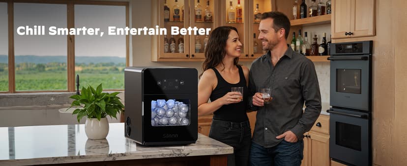 Silonn 2.4″ Sphere Ice Maker, Clear Ice Ball Maker with Slow-Melting, 3 pcs in 40 Mins, 100 pcs/Day, Crystal Sphere & Rapid Sphere Technology, Self-Cleaning Ice Maker Countertop Ideal for Whiskey