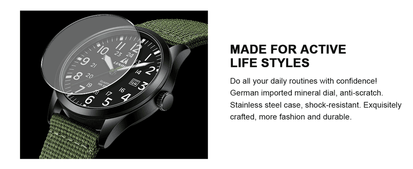 LN LENQIN Mens Watches Unisex Military Sport Nylon Strap Stylish Luminous Fashion Analog Quartz Watch for Men Waterproof Army Tactical Casual Wristwatch