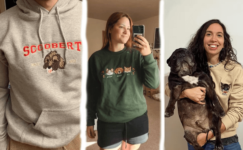 Custom Pet Embroidered Sweatshirt, Custom Dog Face Embroidered Sweatshirt, Dog Mom Sweater,Cat Sweater, Unique Gifts For Pet Lovers, Personalized Gift For Mom