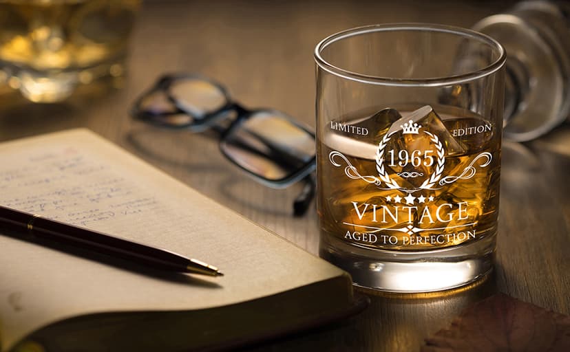 AOZITA 60th Birthday Gifts for Men - 60th Birthday Decorations for Men, Party Supplies - 60th Anniversary, Bday Gifts Ideas for Him, Dad, Husband, Friends - 11oz Whiskey Glass