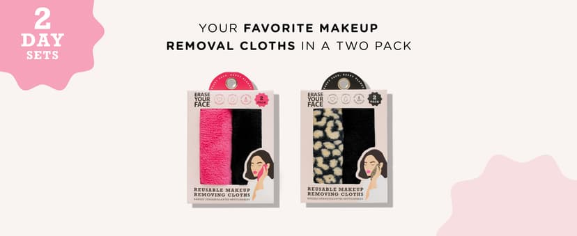 ERASE YOUR FACE Reusable Makeup Remover Cloths - Microfiber Face Towels to Cleanse & Remove Makeup - Water Activated for Sensitive Skin - Multi-Color (4 Count)