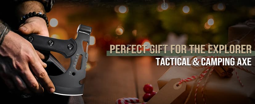 Freelander Camping Axe with Sheath, Sharp Tactical Hatchet Axe with Clip and Bottle Opener, Multi-Functional Hammer Tactical Tomahawk, Survival Tomahawk Axe for Camping (Black, 15 Inch)