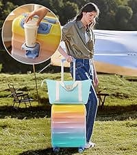 Merax Luggage Sets 3 Piece Hardshell 8 Spinner Wheels Lightweight Suitcase Corner Guards Travel Luggage (Black brown 20IN 24IN 28IN)