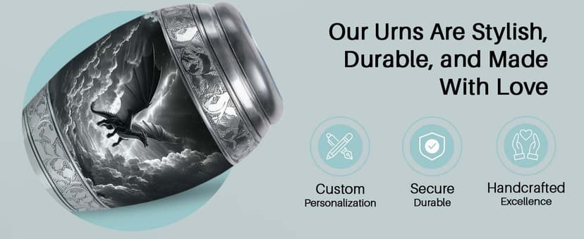 Keepsake urn, for now, for a close relative to hold, one for each sibling to keep, a small share for each relative Dragon Urn for Adult Human Ashes, Valiant Legendary Cremation, 3 Inch Small B0FBJN19DC