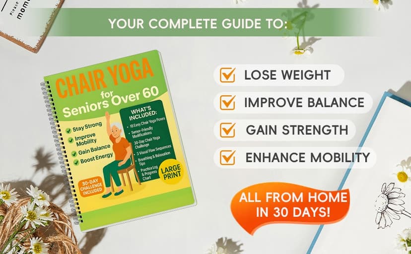 Chair Yoga for Seniors Over 60 Book & Chart – 30-Day Challenge, Gentle Seated Yoga Guide, Chair Yoga for Weight Loss & Flexibility, Senior Chair Exercises for Women & Men, 8.5x11" Book on Chair Yoga B0FPMT82TX