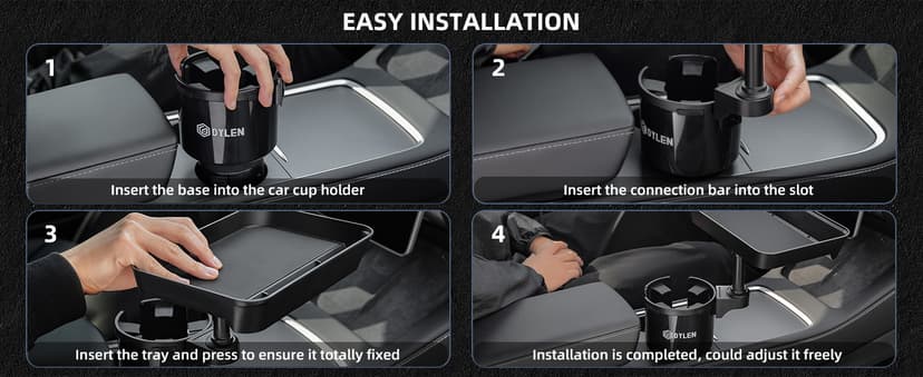 Cup Holder Expander Adapter for Car, Road Trip Essentials, Car Accessories Fits Owala, Yeti, Large Bottles 16-46 oz DYLEN Car Cup Holder Tray, 9.5”Detachable Car Food Tray Table for Eating B0DGSZDNCJ