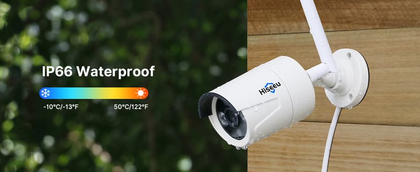 Hiseeu Home Security Camera System, 24/7 Recording Wired Plug-in Powered 4Pcs 5MP Outdoor Cameras, 10.1" LCD 16CH 8MP NVR&Monitor, One-Way Audio, Motion Detection, 1TB HDD, 2.4G/5G Wireless WiFi Pro