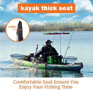 Kayak Seat Deluxe Padded Fishing Boat Seat Deluxe Sit-On-Top Canoe Seat Cushioned - Comfortable Backrest Support Universal Sit with Adjustable Back Strap Detachable Storage Bag