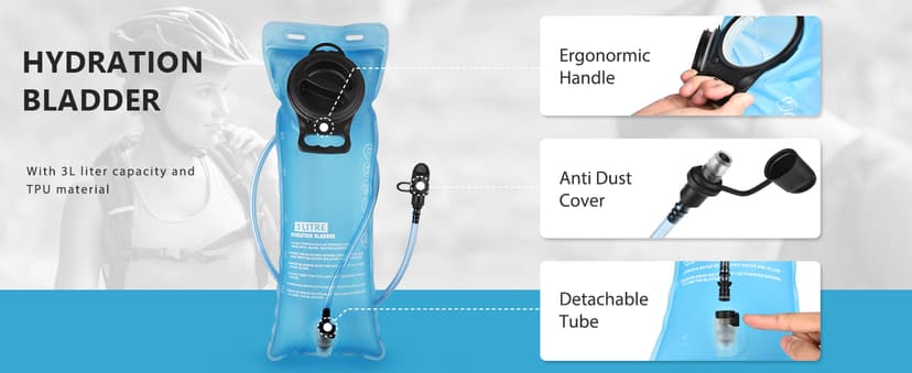 NOOLA Hydration Backpack with 3L TPU Water Bladder, Tactical Molle Water Backpack for Men Women, Hydration Pack for Hiking, Biking, Running and Climbing