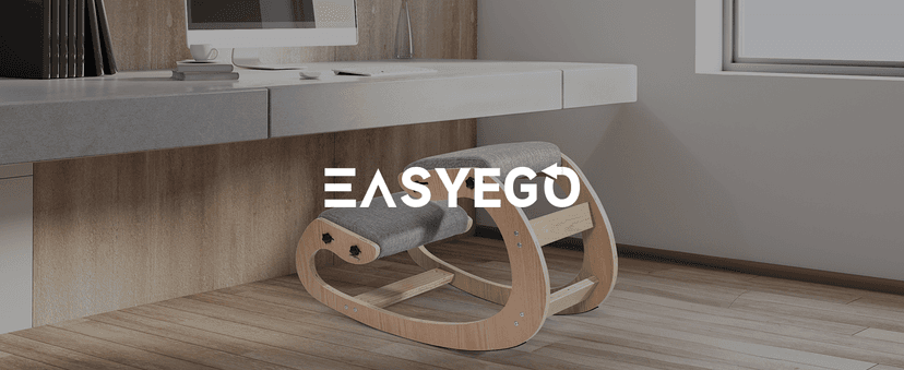 Easyego Kneeling Chair Ergonomic Posture Chair, Wood Adjustable Rocking Knee with Soft Padding, Natural Relief for Neck or Back Pain for Home Office, Max Load 300 lb - Gray