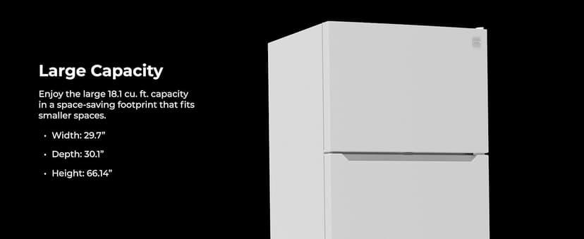 Kenmore 30" Top Mount Refrigerator with Freezer - Adjustable Shelving, Humidity-Controlled Crispers, LED Lighting, ENERGY STAR Certified, Garage Ready, 18.1 cu. ft. Capacity - White