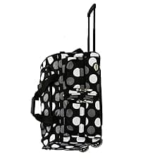 Rockland Fashion Softside Upright Luggage Set, Expandable,Lightweight,Telescopic Handle,Wheel, Pink Leopard, 2-Piece (14/19)