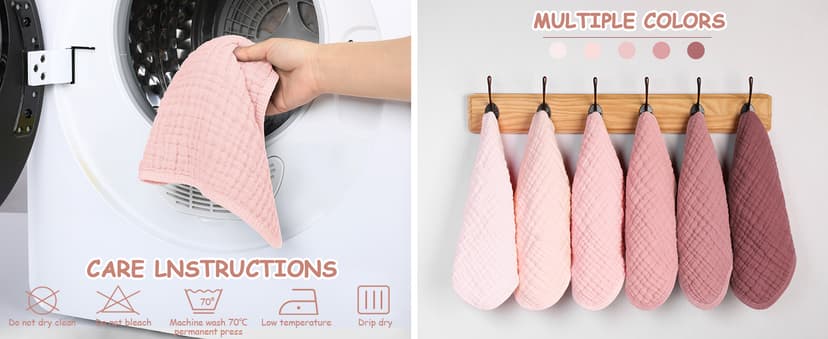 Looxii Muslin Burp Cloths Baby Girl 6 Pack - 20" x 10" - Ultra Soft & Absorbent, 6-Layer 100% Cotton for Spit Up & Drool- Gentle Baby Burping Cloth, Newborn Essentials Shower Gift Girl, Gradient Pink