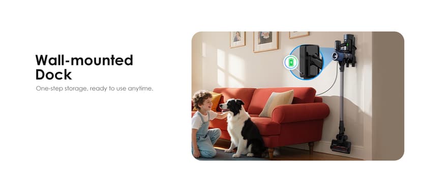 Tineco Pure ONE S30 Cordless Vacuum Cleaner, 150AW Powerful Suction, Zero Tangle Brush, Up to 65min Runtime, 6-Stage HEPA Filtration, PureCyclone Technology Stick Vacuum with Wall Mount Dock