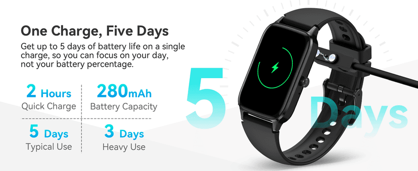 ChronArk Fitness Tracker for Women Men, Activity Smart Watch Compatible with Android iPhone, Step Counter with 110+ Sports, Sleep Monitor, Calorie Counter, IP68 Waterproof (Black, 1.57)