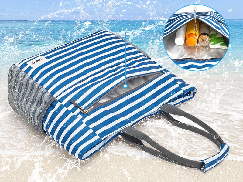 G4Free Beach Bag, Waterproof Sandproof Beach Tote Bag, Large Capacity Foldable for Women
