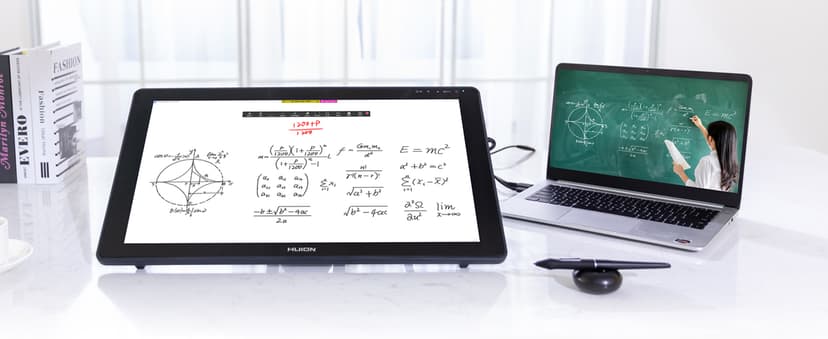HUION Kamvas 22 Plus QLED Drawing Tablet with Full-Laminated Screen USB-C Connection 140% sRGB Tilt, 21.5 inch Graphics Art Tablet for Artist & Designer, Work with Mac, Windows, Linux & Android Black