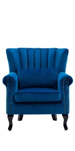 Kmax Orange Accent Chair Velvet Wingback Chair with Pillow Nail-Head Channel Tufted Oversized Club Chair for Living Room Bedroom Guest Room