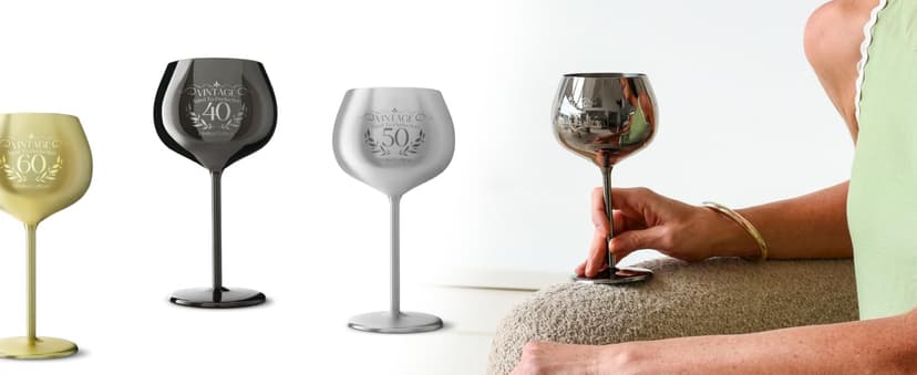 Gusto Nostro 60th Birthday Wine Glass - Happy 60th Birthday Gifts for Women/Men - Stainless Steel Wine Glass with Engraved Vintage Sixty Bday Quote, Luxury Box - Unique Gifts for 60 Year Old Woman,Man B0GGB4H1SW
