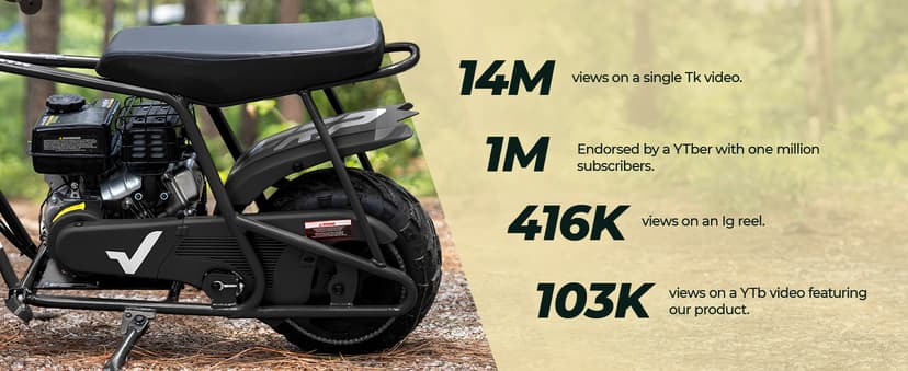 FRP Mini Dirt Bike GMB100, 99 CC Gas Powered Mini Bike 4 Stroke 3HP, Off Road Mini Bikes for Kids and Adult, Trail Bike Up to 28 Mph, Weight Support Up to 220 LBS (Black)