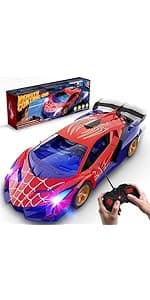 Spider Toys for Boys Age 3-4 4-6 6-8 8-12, Kids Toy BowArrow Shooting Set with Red & Blue LED Lights, Spider Quiver & Web Target, 8 Suction Cup Arrows, Toys Gifts for 3 4 5 6 7 8 9 10 12 Year Old Boys