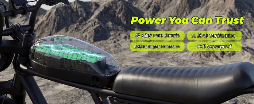 Electric Bike for Adults, 1000W/1500W/3000W Dirt Bike, 30/34/37MPH, 48V 15 Ah/18.9Ah/25Ah e Bike, 40/47/100 Miles Electric Motorcycle, 20" Fat Tire Off-Road Bike, All Terrain Electric Bike