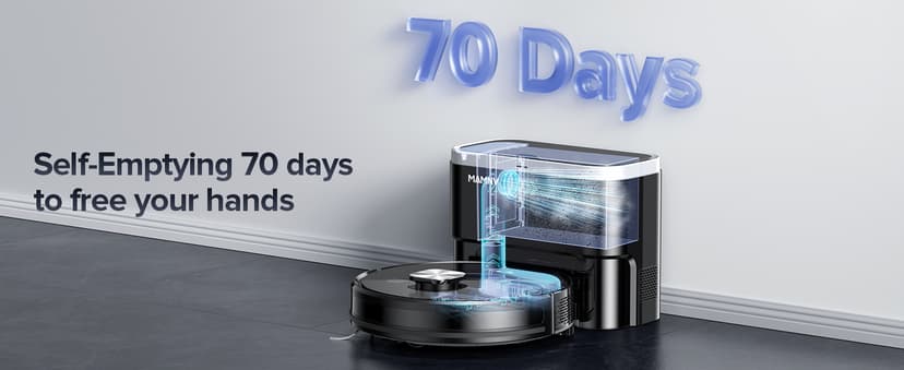 Robot Vacuum and Mop Combo, Robot Vacuum Self-Emptying with 11500Pa Suction, 70-Day Capacity, Fast Home Mapping, LiDAR Navigation, Smart Obstacle Avoidance, Ideal for Pet Hair, Carpet, Hard Floor