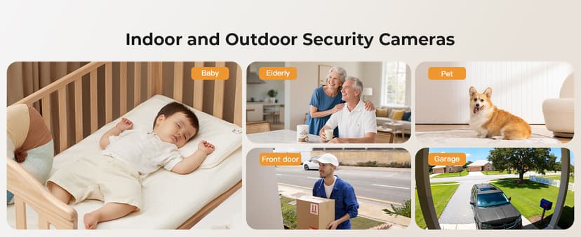 2K Cameras for Home Security,Indoor/Outdoor for Baby/Elder/Pet Monitoring with Phone app,Wired Plug&Play,Color Night Vision,2-Way Audio & 24/7 Recording,Support 128G Card ( Not Included),2-Pack